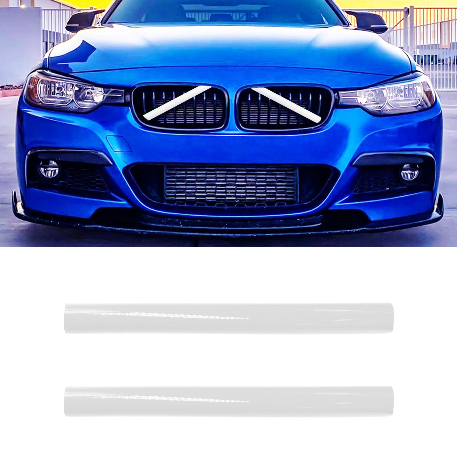 M-Sport V Brace Grilleinsätze Streifen Trim,für BMW 3/4 Serie F30 F32 320 328i 330 335 428 435 Frontgrill Trim Stripes Cover(Weiß) von SHSBSCAR