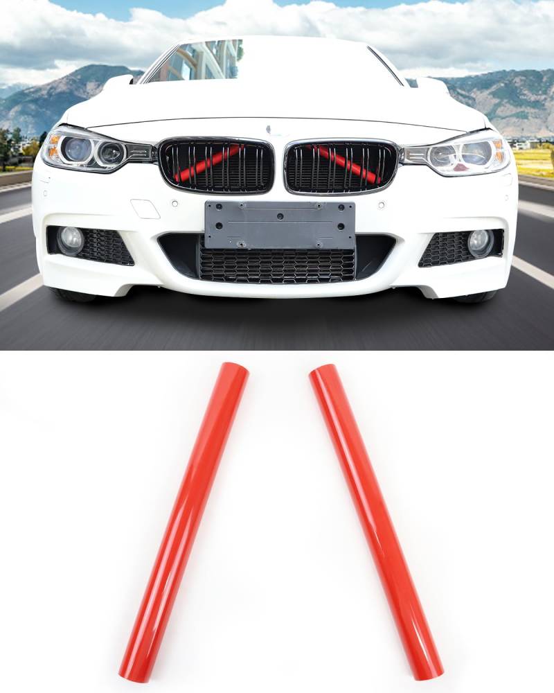 M-Sport V Spange Kühlergrill Einsätze Streifen Trim, für BMW F30 F20 F32 G30 320 328i 330 335 428 435 3/4 Serie Frontgrill Trim Streifen Abdeckung (Rot) von SHSBSCAR
