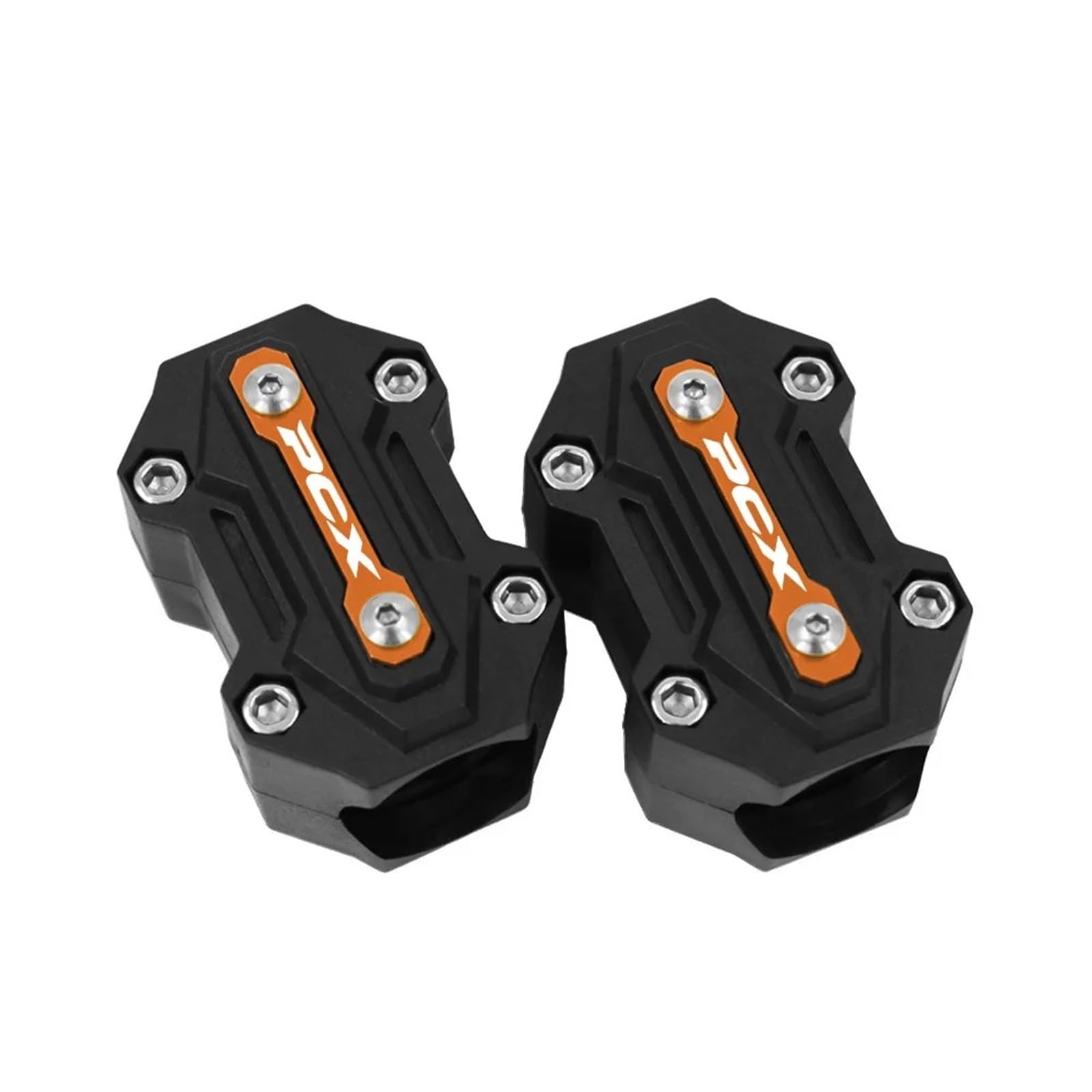 SHSHJJB Motorrad Stoßfänger Schutz Dekor Motorrad-Sturzbügelschutz, Motorradzubehör, Motor-Sturzbügel, Dekorativer Stoßstangenschutzblock, Für PCX125 PCX150 PCX160 2012-2024(Orange) von SHSHJJB