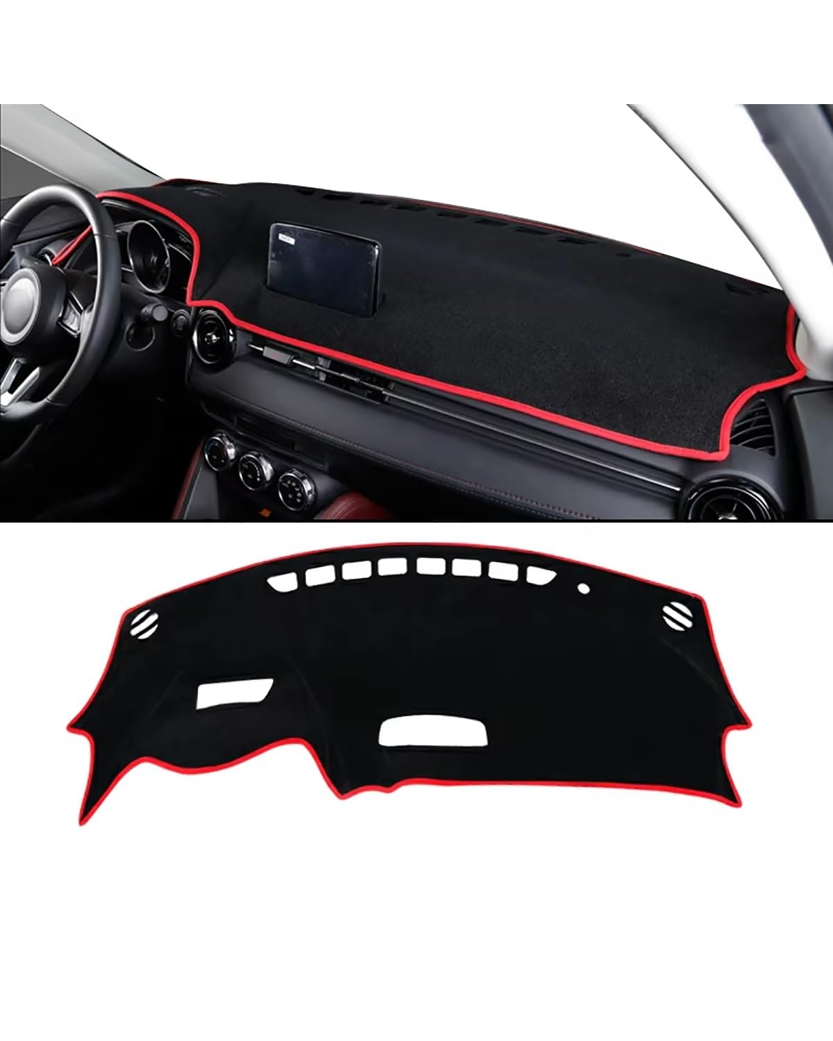 Auto Armaturenbrett Abdeckung Für 2 DJ DL 2015 2016 2017 2018 2019 2020 2021 2022 2023 Auto Dashboard Abdeckung Matte Nicht-Slip Instrument Teppich Zubehör Armaturenbrett Matte(A LHD Red Side) von SHUGWA
