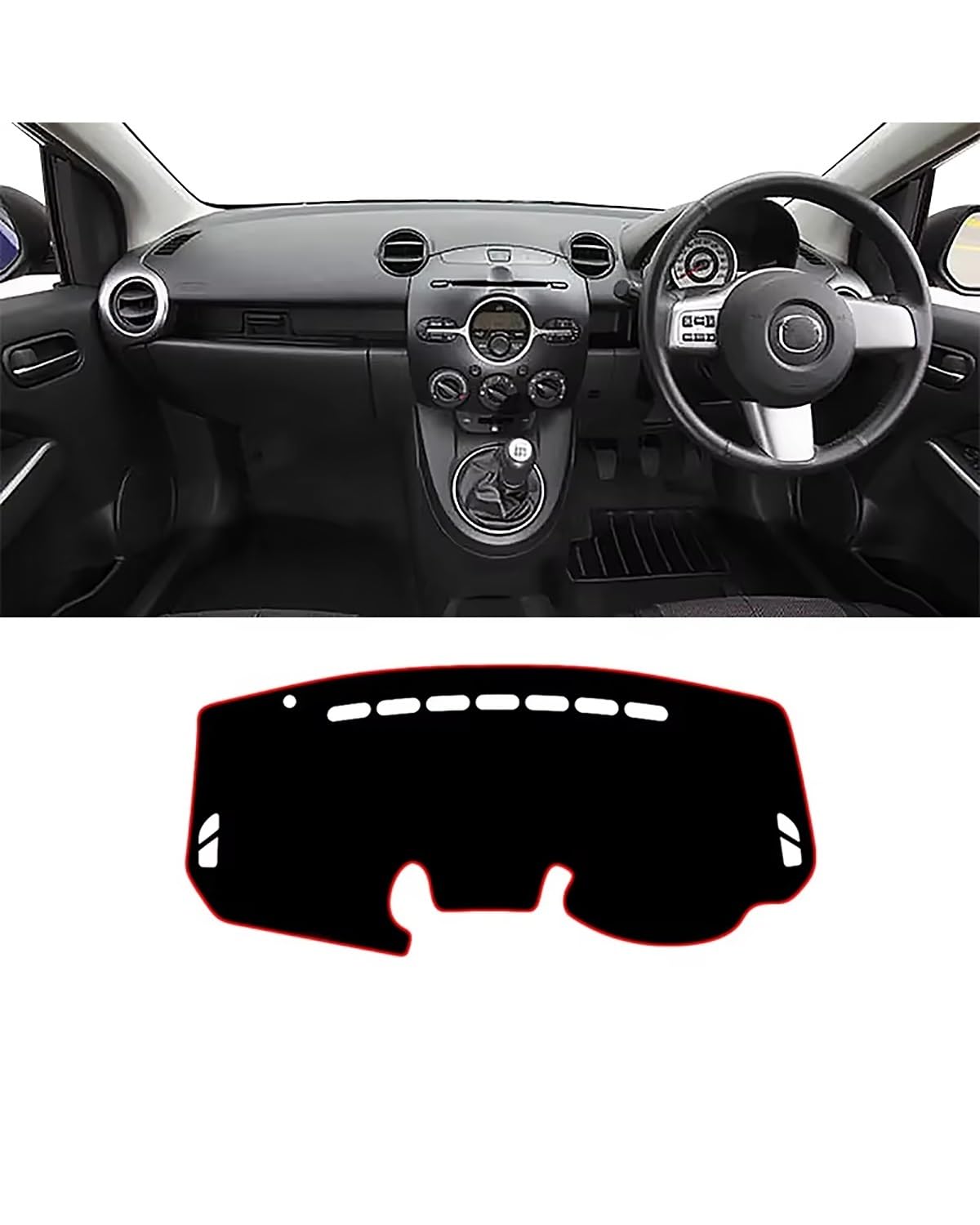 Auto Armaturenbrett Abdeckung Für 2 Für Mazda2 Demio 2007 2008 2009 2010 2011 2012 2013 2014 Auto Dashboard Abdeckung Sonnenschutz Vermeiden rutschfeste Matte Armaturenbrett Matte(A RHD Red Side) von SHUGWA