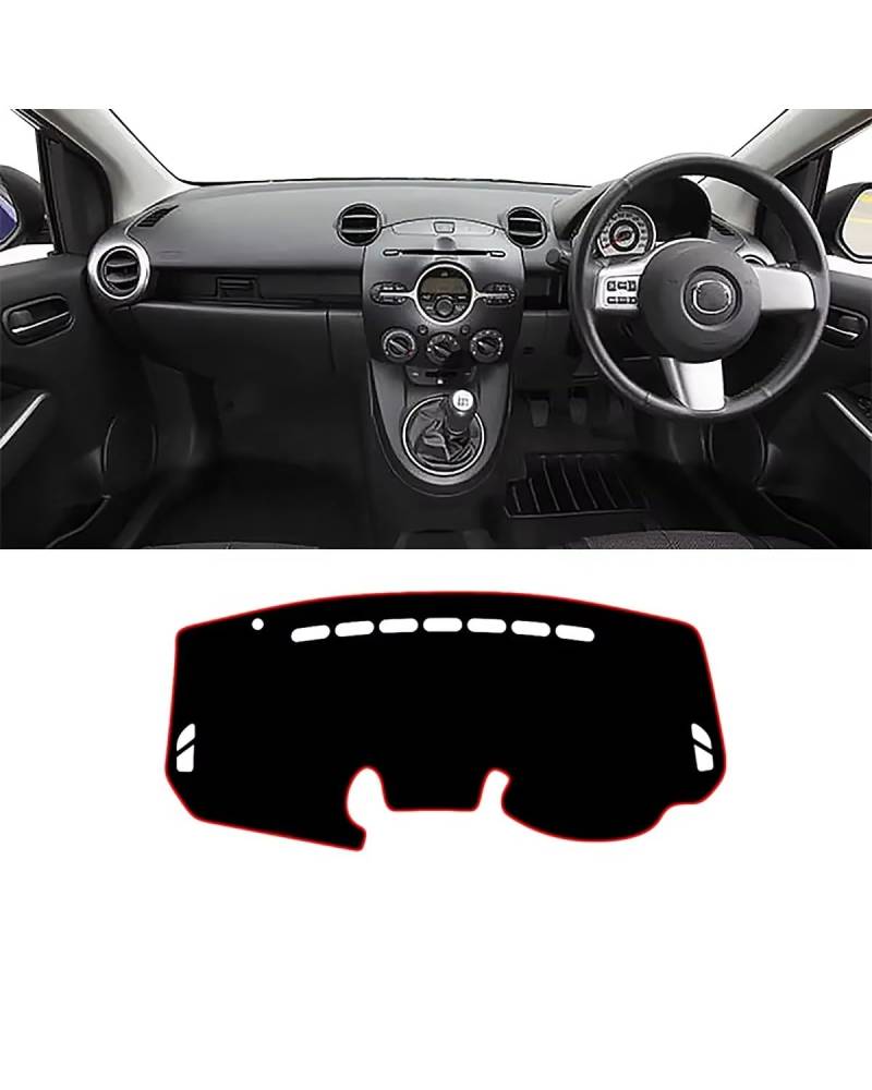 Auto Armaturenbrett Abdeckung Für 2 Für Mazda2 Demio 2007 2008 2009 2010 2011 2012 2013 2014 Auto Dashboard Abdeckung Sonnenschutz Vermeiden rutschfeste Matte Armaturenbrett Matte(A RHD Red Side) von SHUGWA