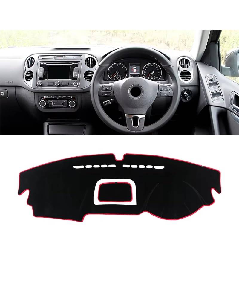 Auto Armaturenbrett Abdeckung Für 5N 2007 2008 2009 2010 2011 2012 2013 2014 2015 2016 Auto Dashboard Abdeckung Vermeiden Matte Teppich Armaturenbrett Matte(A Red Side RHD) von SHUGWA