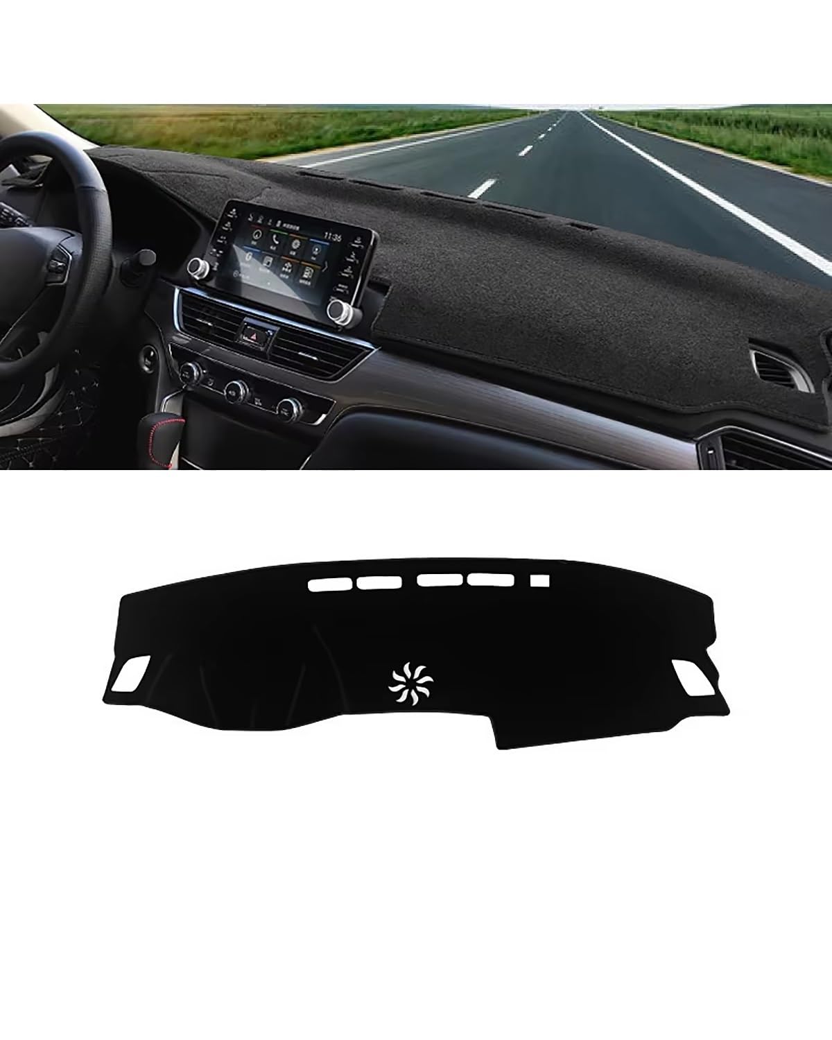 Auto Armaturenbrett Abdeckung Für Accord 10th 2018 2019 2020 2021 2022 Auto Dashboard Sonnenschutz Abdeckung Nicht-Slip Matte Instrument Teppich Zubehör Armaturenbrett Matte(A LHD Black Side) von SHUGWA