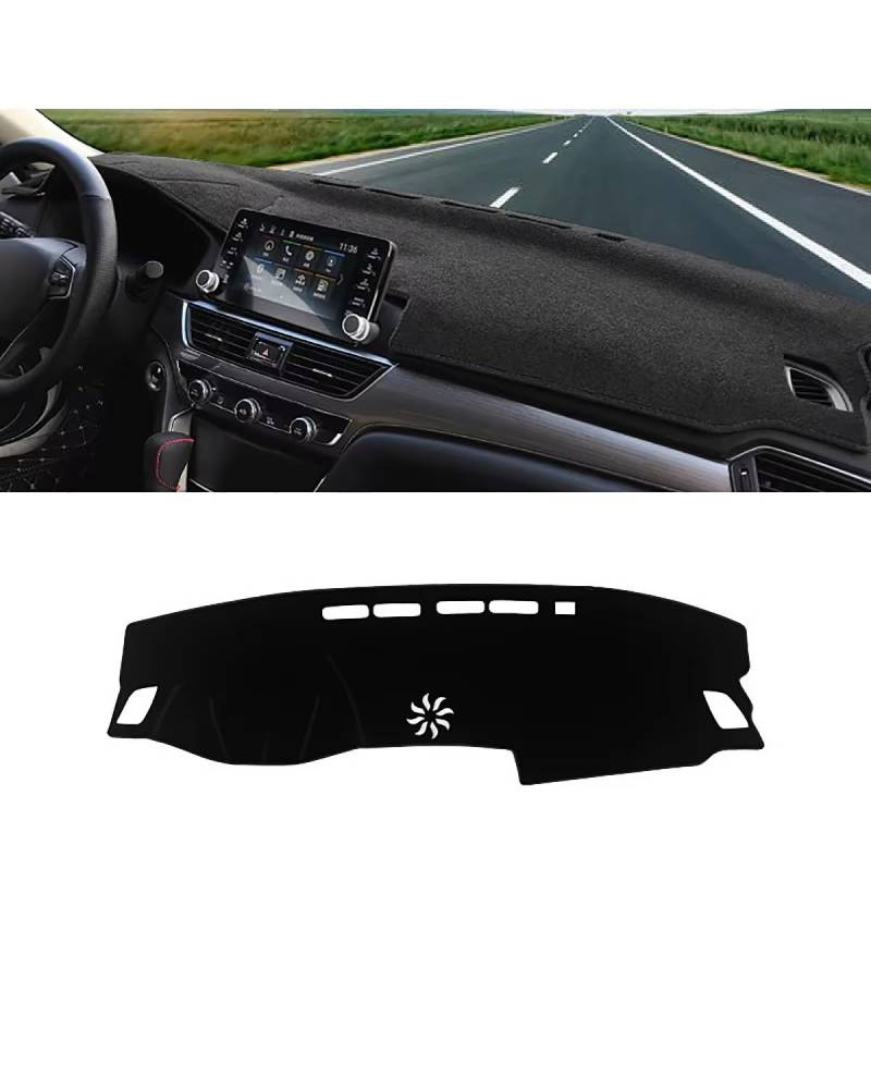 Auto Armaturenbrett Abdeckung Für Accord 10th 2018 2019 2020 2021 2022 Auto Dashboard Sonnenschutz Abdeckung Nicht-Slip Matte Instrument Teppich Zubehör Armaturenbrett Matte(A LHD Black Side) von SHUGWA