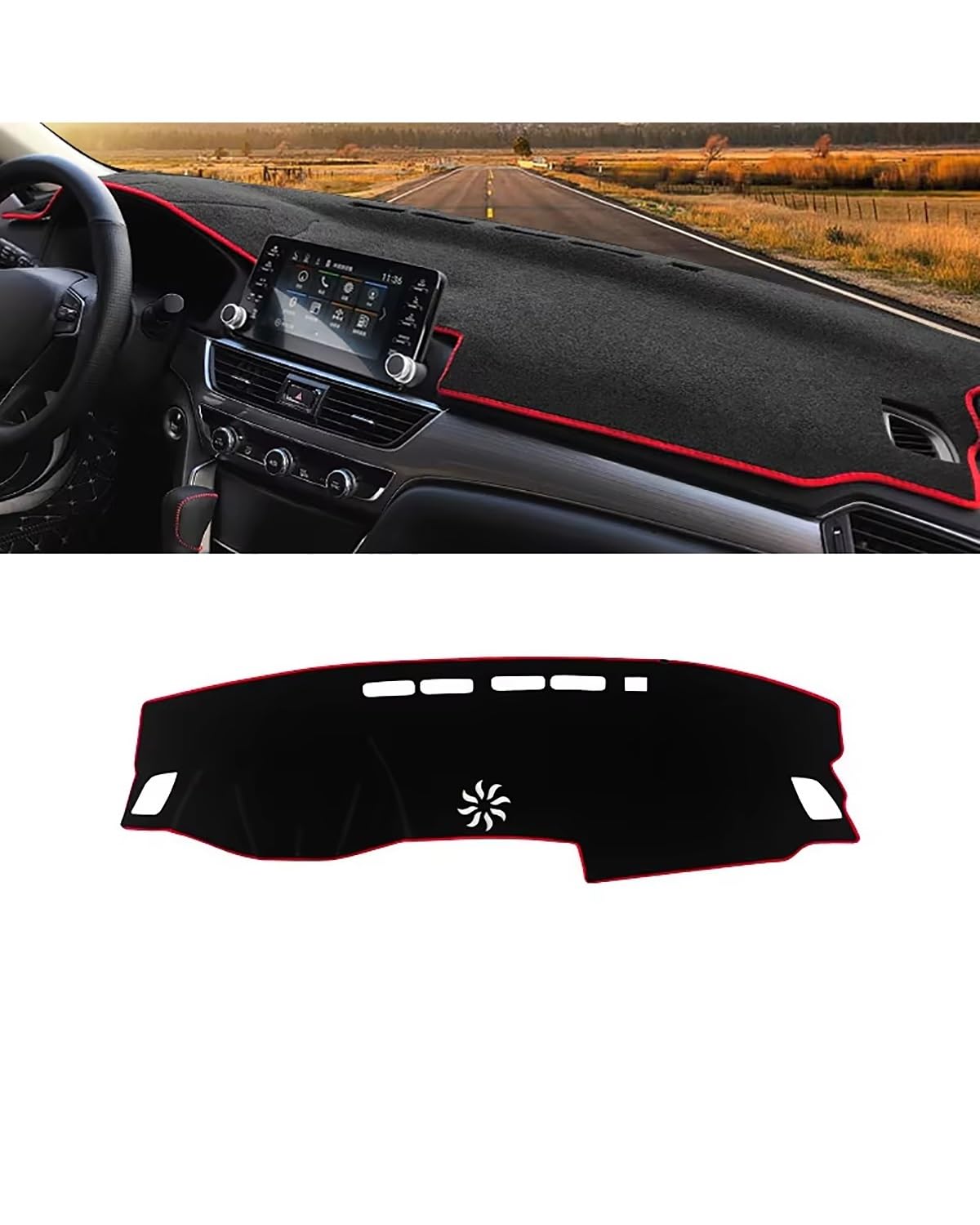 Auto Armaturenbrett Abdeckung Für Accord 10th 2018 2019 2020 2021 2022 Auto Dashboard Sonnenschutz Abdeckung Nicht-Slip Matte Instrument Teppich Zubehör Armaturenbrett Matte(A LHD Red Side) von SHUGWA