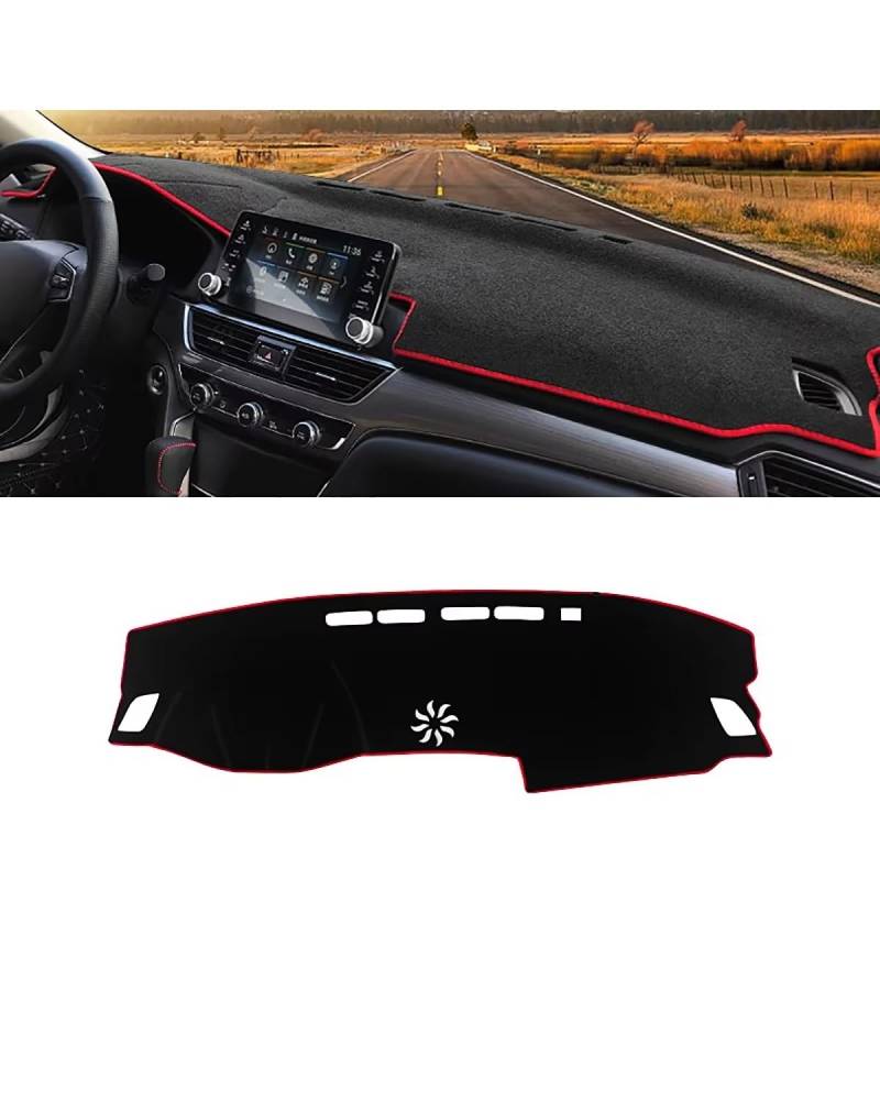 Auto Armaturenbrett Abdeckung Für Accord 10th 2018 2019 2020 2021 2022 Auto Dashboard Sonnenschutz Abdeckung Nicht-Slip Matte Instrument Teppich Zubehör Armaturenbrett Matte(A LHD Red Side) von SHUGWA
