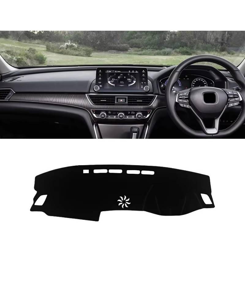 Auto Armaturenbrett Abdeckung Für Accord 10th 2018 2019 2020 2021 2022 Auto Dashboard Sonnenschutz Abdeckung Nicht-Slip Matte Instrument Teppich Zubehör Armaturenbrett Matte(A RHD Black Side) von SHUGWA