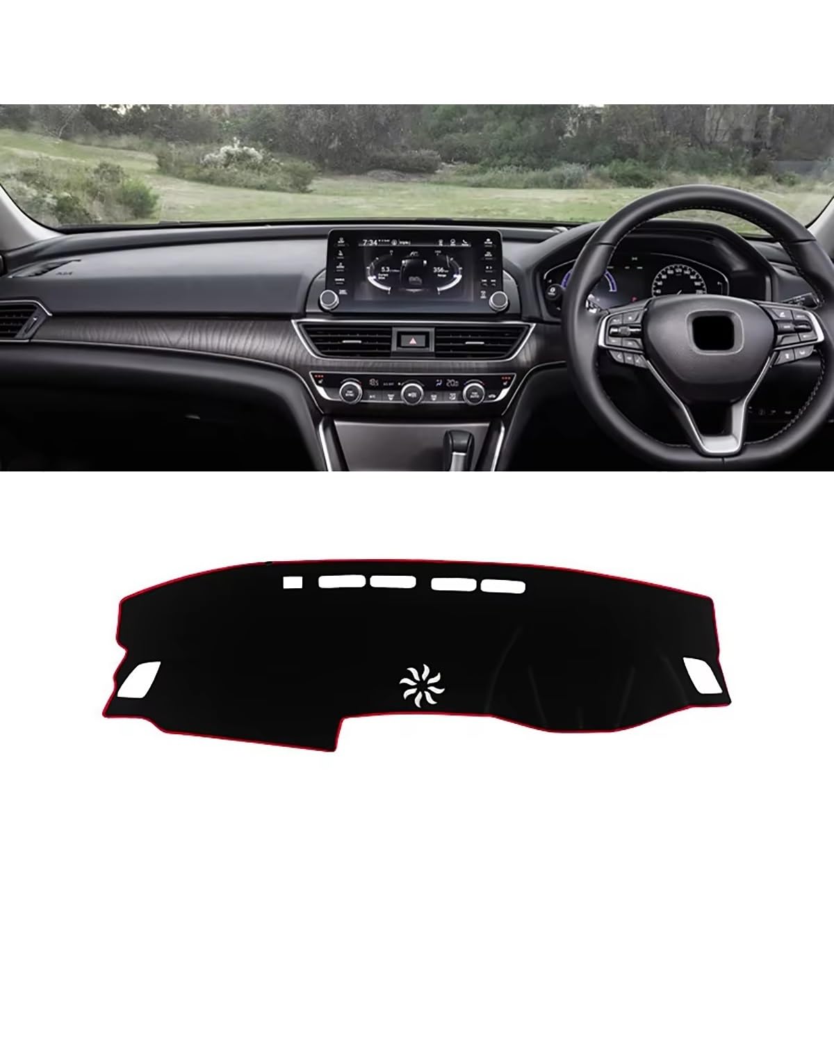 Auto Armaturenbrett Abdeckung Für Accord 10th 2018 2019 2020 2021 2022 Auto Dashboard Sonnenschutz Abdeckung Nicht-Slip Matte Instrument Teppich Zubehör Armaturenbrett Matte(A RHD Red Side) von SHUGWA