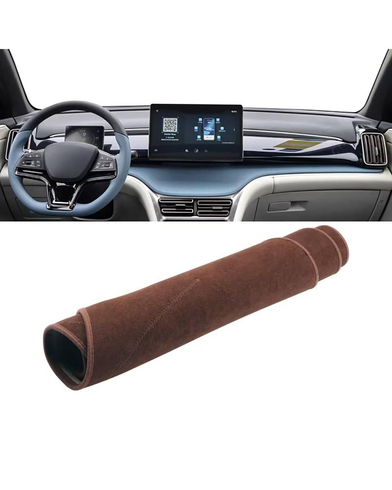 Auto Armaturenbrett Abdeckung Für BYD Für Song Pro DM-ich 2021 2022 2023 Auto Dashboard Abdeckung Matte Sonnenschutz Vermeiden Instrument Panel Nicht-Slip Pad Zubehör Armaturenbrett Matte(B Brown) von SHUGWA
