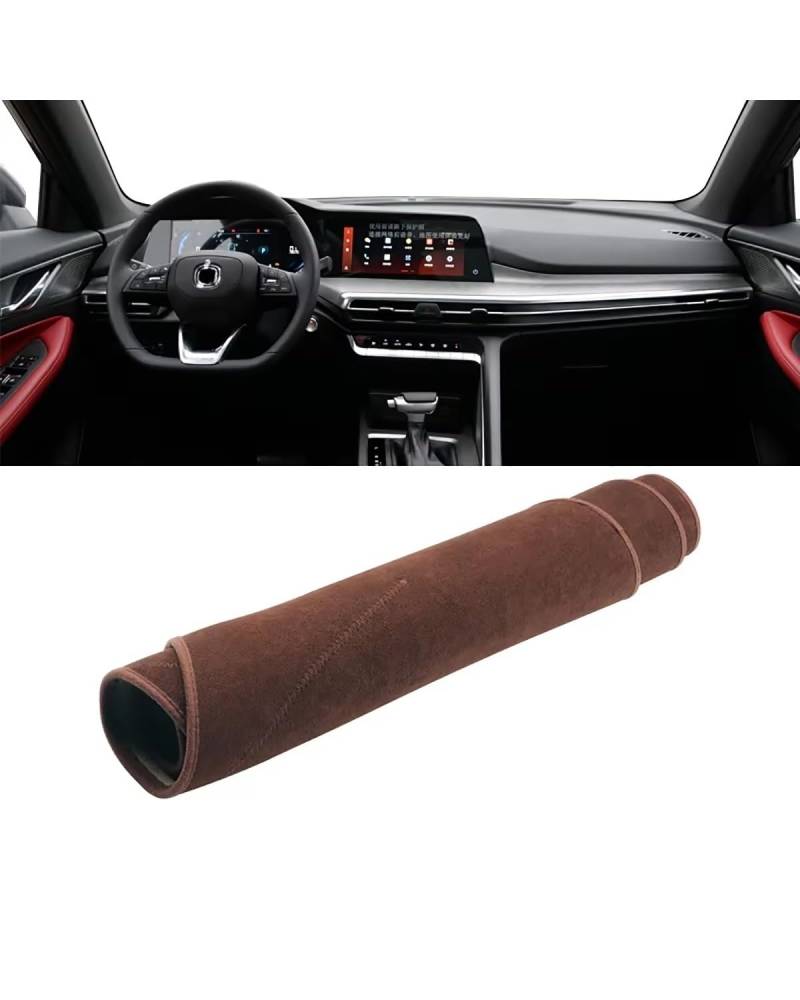 Auto Armaturenbrett Abdeckung Für Changan Für CS35 Plus 2021 2022 2023 2024 Instrument Schreibtisch Sonnenschutz Matte Non-Slip Pad Zubehör Auto Armaturenbrett Abdeckung Armaturenbrett Matte(B Brown) von SHUGWA