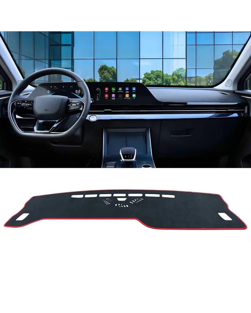 Auto Armaturenbrett Abdeckung Für Chery Für Omoda 5 Für C5 FX 2022 2023 2024 Auto Dashboard Vermeiden Abdeckung Pad Non-Slip Matte Instrument Teppiche Zubehör Armaturenbrett Matte(Black Red LHD) von SHUGWA