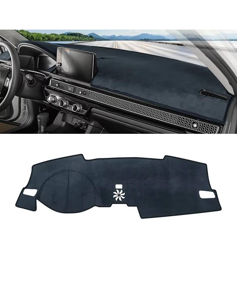 Auto Armaturenbrett Abdeckung Für Civic Für 11th 2021 2022 2023 2024 Auto Dashboard Abdeckung Vermeiden Pad Sonnenschutz Teppich Nicht-Slip Matte Zubehör Armaturenbrett Matte(Black LHD) von SHUGWA