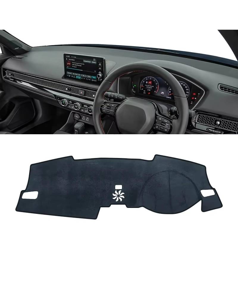 Auto Armaturenbrett Abdeckung Für Civic Für 11th 2021 2022 2023 2024 Auto Dashboard Abdeckung Vermeiden Pad Sonnenschutz Teppich Nicht-Slip Matte Zubehör Armaturenbrett Matte(Black RHD) von SHUGWA