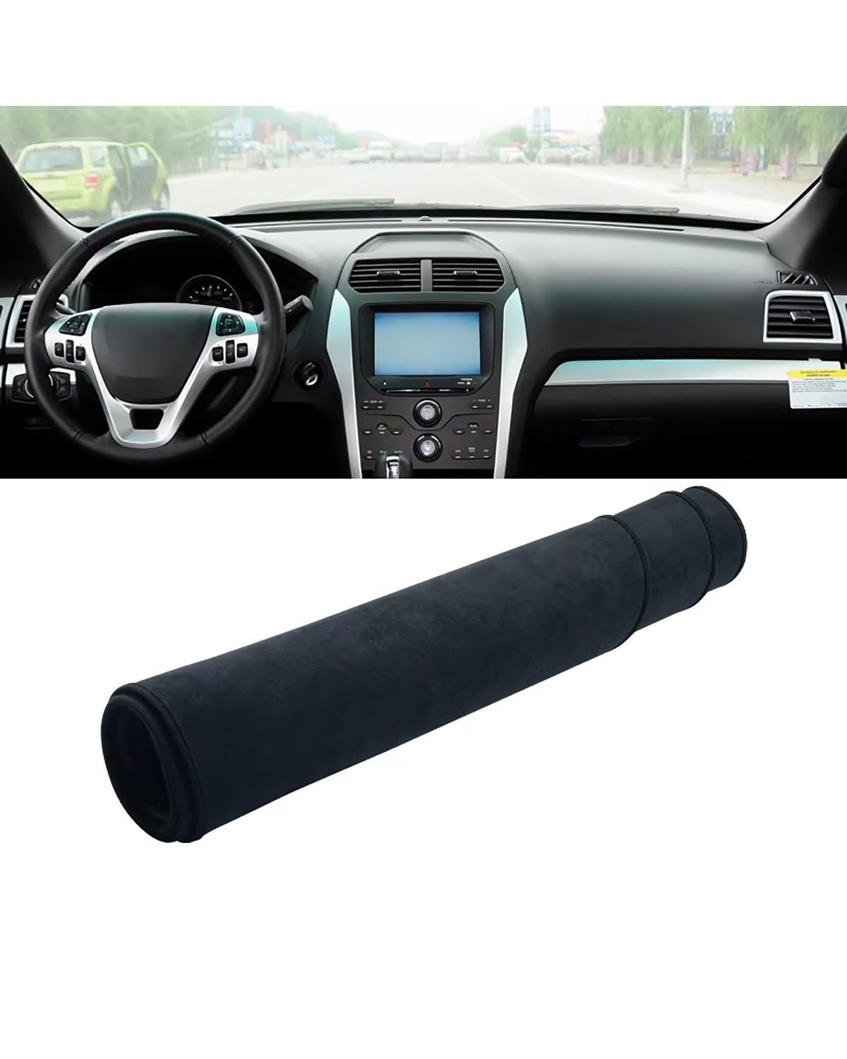 Auto Armaturenbrett Abdeckung Für Ford Für Explorer U502 MK5 2011 2012 2013 2014 2015 2016 2017 2018 2019 Auto Dashboard Abdeckung Matte rutschfeste Schutz Zubehör Armaturenbrett Matte(B Black) von SHUGWA