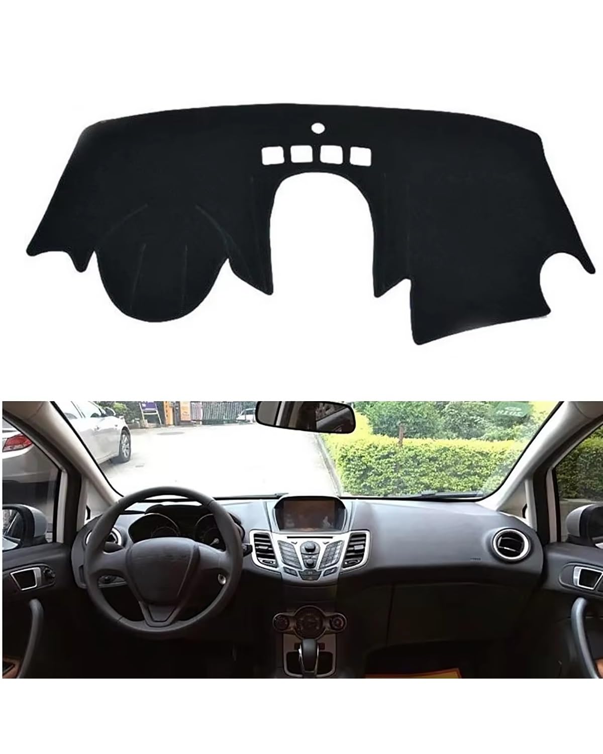 Auto Armaturenbrett Abdeckung Für Ford Für Fiesta 2009 2010-2019 Dashboard Abdeckung Dash Matte Pad Auto Styling Instrument Sonnenschutzdach Teppich Kissen Zubehör Armaturenbrett Matte(LHD with NAV) von SHUGWA