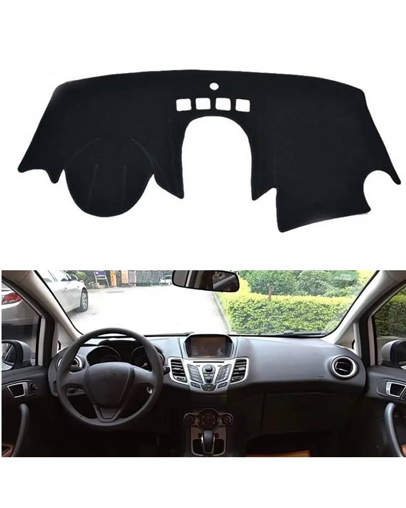 Auto Armaturenbrett Abdeckung Für Ford Für Fiesta 2009 2010-2019 Dashboard Abdeckung Dash Matte Pad Auto Styling Instrument Sonnenschutzdach Teppich Kissen Zubehör Armaturenbrett Matte(LHD with NAV) von SHUGWA