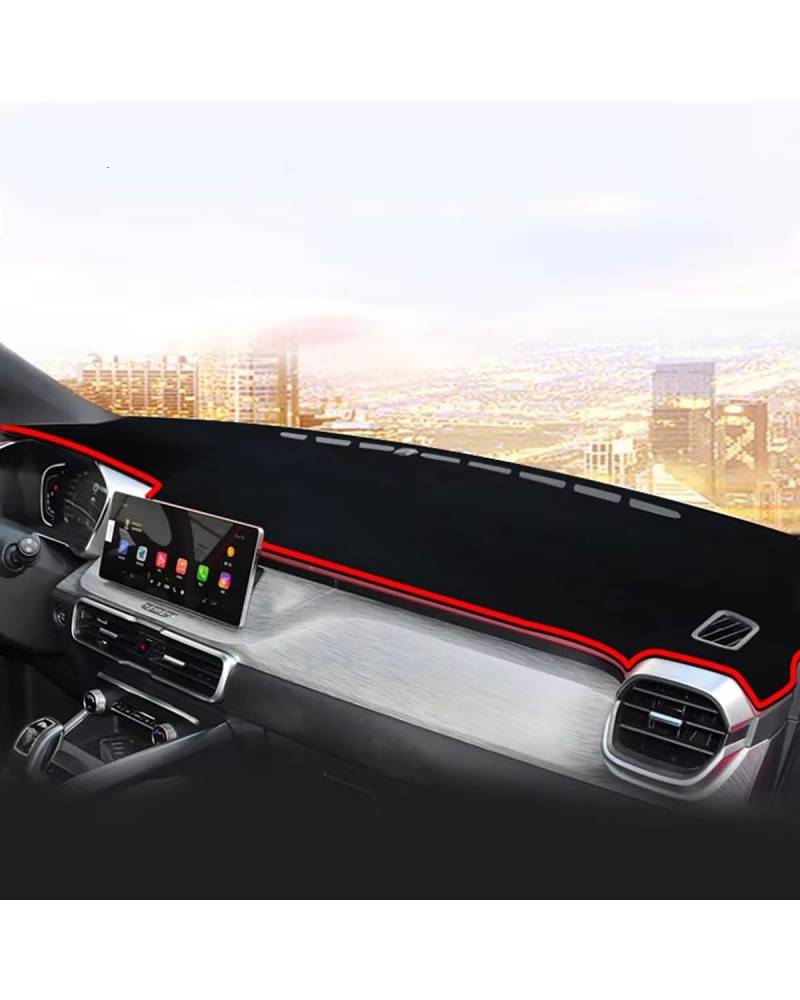 Auto Armaturenbrett Abdeckung Für Geely Für Coolray Für SX11 BelGee X50 2024 Auto Dashboard Abdeckung Dash Matte Nicht Slip Sonnenschutz Pad Teppich Innen Zubehör Teile Armaturenbrett Matte(Red Edge) von SHUGWA
