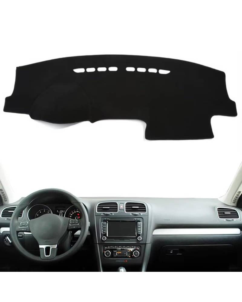 Auto Armaturenbrett Abdeckung Für Golf 6 Für MK6 2009-2013 Dashmat Sonnenschirm Schützen Teppich Styling Auto Zubehör Anti-Slip Dashboard Abdeckung Pad Matte Armaturenbrett Matte(Left Hand Drive(Black von SHUGWA