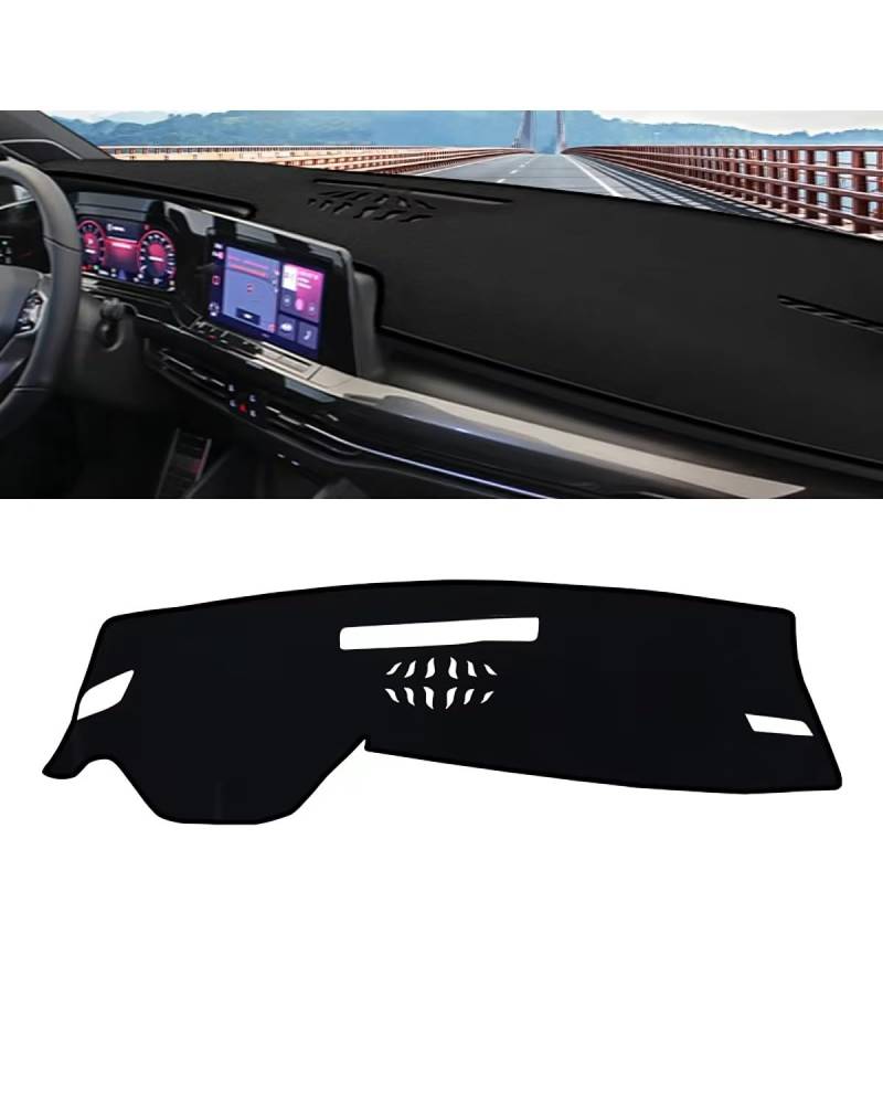 Auto Armaturenbrett Abdeckung Für Golf 8 MK8 2020 2021 2022 2023 Auto-Armaturenbrett-Abdeckung Vermeidung Von Pad Sonnenschutz Teppiche rutschfeste Matten Armaturenbrett Matte(A Black Side LHD) von SHUGWA