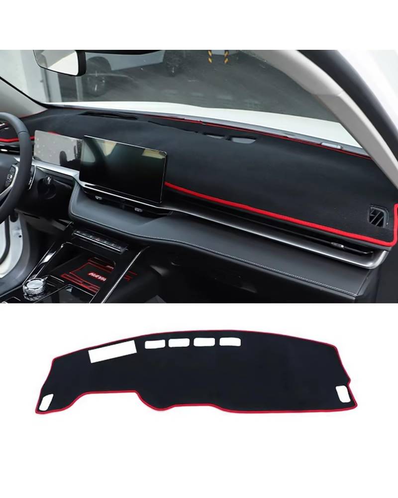 Auto Armaturenbrett Abdeckung Für Haval Für H6 3th Gen 3rd 2021 2022 2023 2024 Instrument Schreibtisch Matte Teppiche Zubehör Auto Dashboard Sonnenschutz Abdeckung Pad Armaturenbrett Matte(Red Side) von SHUGWA