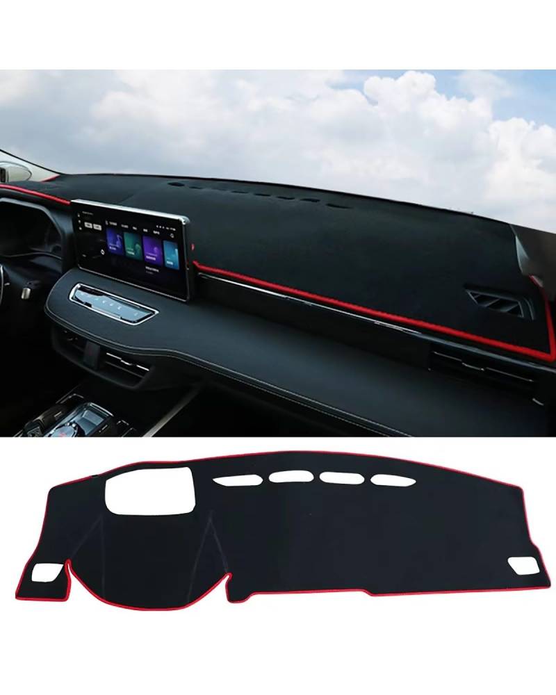 Auto Armaturenbrett Abdeckung Für Haval Für Jolion 2021 2022 2023 2024 Auto Dashboard Abdeckung Sonnenschutz Pads Teppiche Instrument Panel Schreibtisch Matten Fall Armaturenbrett Matte(With HUD Red L von SHUGWA