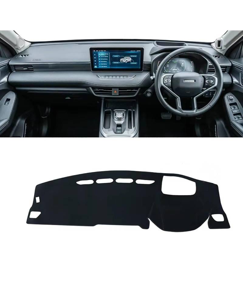 Auto Armaturenbrett Abdeckung Für Haval Für Jolion 2021 2022 2023 Auto Dashboard Abdeckung Sonnenschutz Vermeiden Matte Instrument Panel Teppich Teppich Zubehör Armaturenbrett Matte(A RHD HUD Black) von SHUGWA