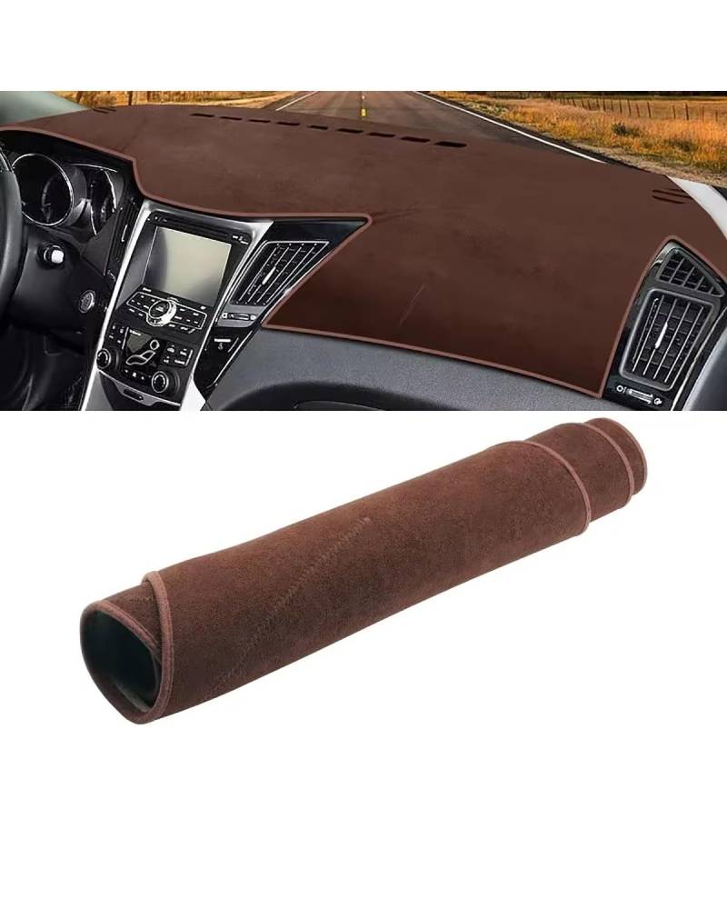 Auto Armaturenbrett Abdeckung Für Hyundai Für Sonata YF I45 2010 2011 2012 2013 2014 Auto Dashboard Abdeckung Dash Matte Sonnenschutz Nicht-Slip Pad Innen Zubehör Armaturenbrett Matte(LHD Brown) von SHUGWA