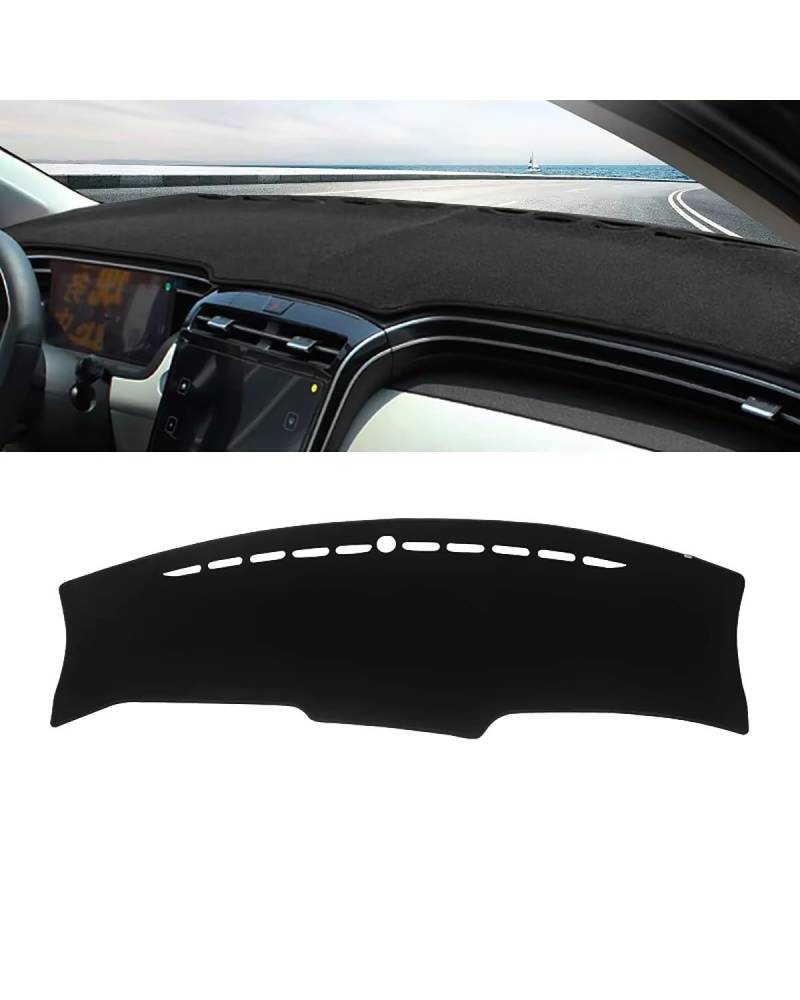Auto Armaturenbrett Abdeckung Für Hyundai Für Tucson NX4 2021 2022 2023 Zubehör Auto Dashboard Vermeiden Pads Instrument Plattform Schreibtisch Abdeckung Matten Teppiche Armaturenbrett Matte(A Black S von SHUGWA