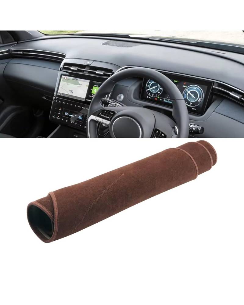 Auto Armaturenbrett Abdeckung Für Hyundai Für Tucson NX4 2021 2022 2023 Zubehör Auto Dashboard Vermeiden Pads Instrument Plattform Schreibtisch Abdeckung Matten Teppiche Armaturenbrett Matte(B Brown R von SHUGWA
