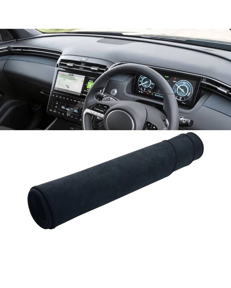 Auto Armaturenbrett Abdeckung Für Hyundai Für Tucson NX4 2021 2022 2023 Zubehör Auto Dashboard Vermeiden Pads Instrument Plattform Schreibtisch Abdeckung Matten Teppiche Armaturenbrett Matte(B Black R von SHUGWA
