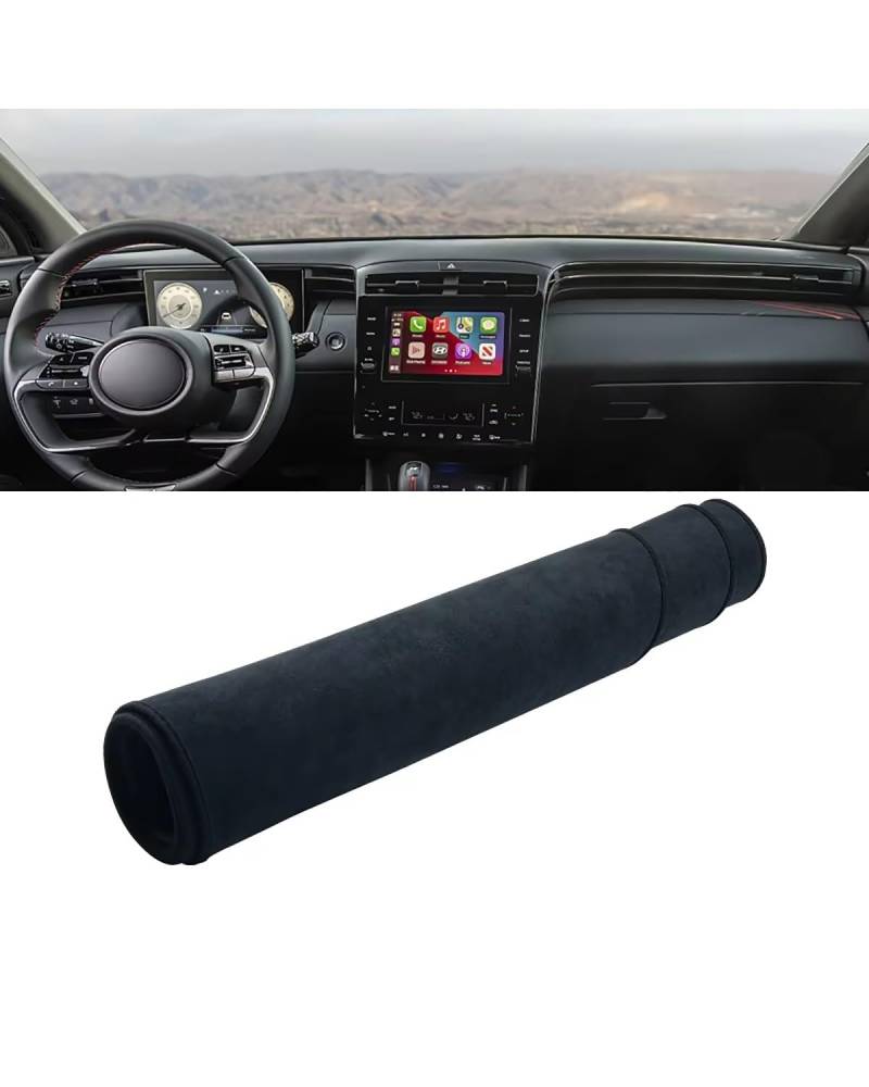 Auto Armaturenbrett Abdeckung Für Hyundai Für Tucson NX4 2021 2022 2023 Zubehör Auto Dashboard Vermeiden Pads Instrument Plattform Schreibtisch Abdeckung Matten Teppiche Armaturenbrett Matte(B Black L von SHUGWA