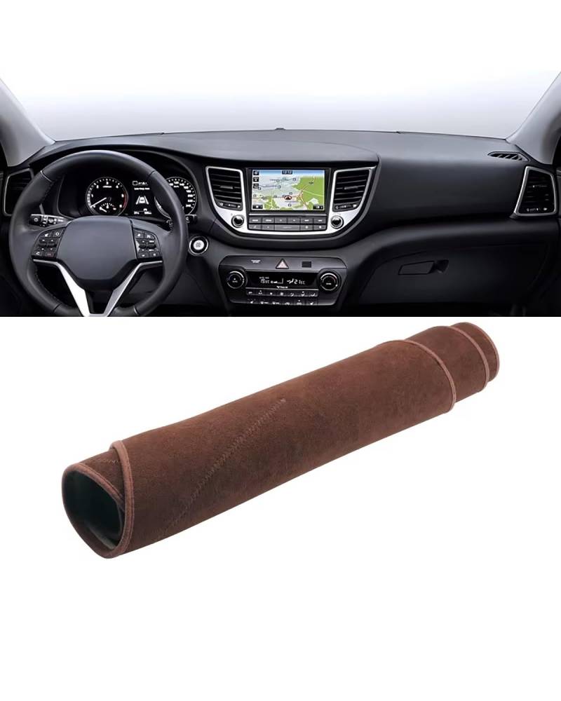 Auto Armaturenbrett Abdeckung Für Hyundai Für Tucson TL 3rd 2015 2016 2017 2018 Plug-in Für Hybrid Auto Dashboard Abdeckung Vermeiden Pad Sonnenschutz Matten Teppiche Armaturenbrett Matte(B Brown LHD) von SHUGWA