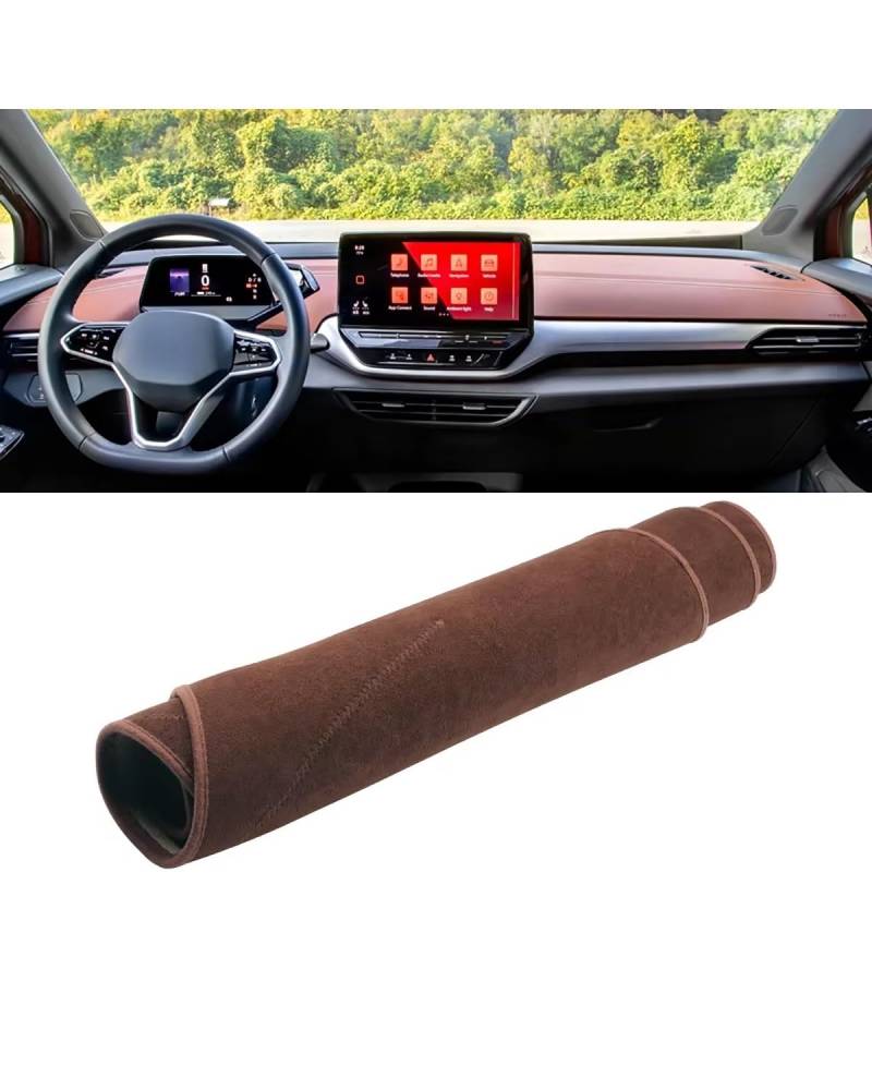 Auto Armaturenbrett Abdeckung Für ID.4 Für ID4 2020 2021 2022 2023 Auto Dashboard Abdeckung Vermeiden Pad Sonnenschutz Teppiche Nicht-Slip Fall Matte Armaturenbrett Matte(No HUD Brown LHD) von SHUGWA