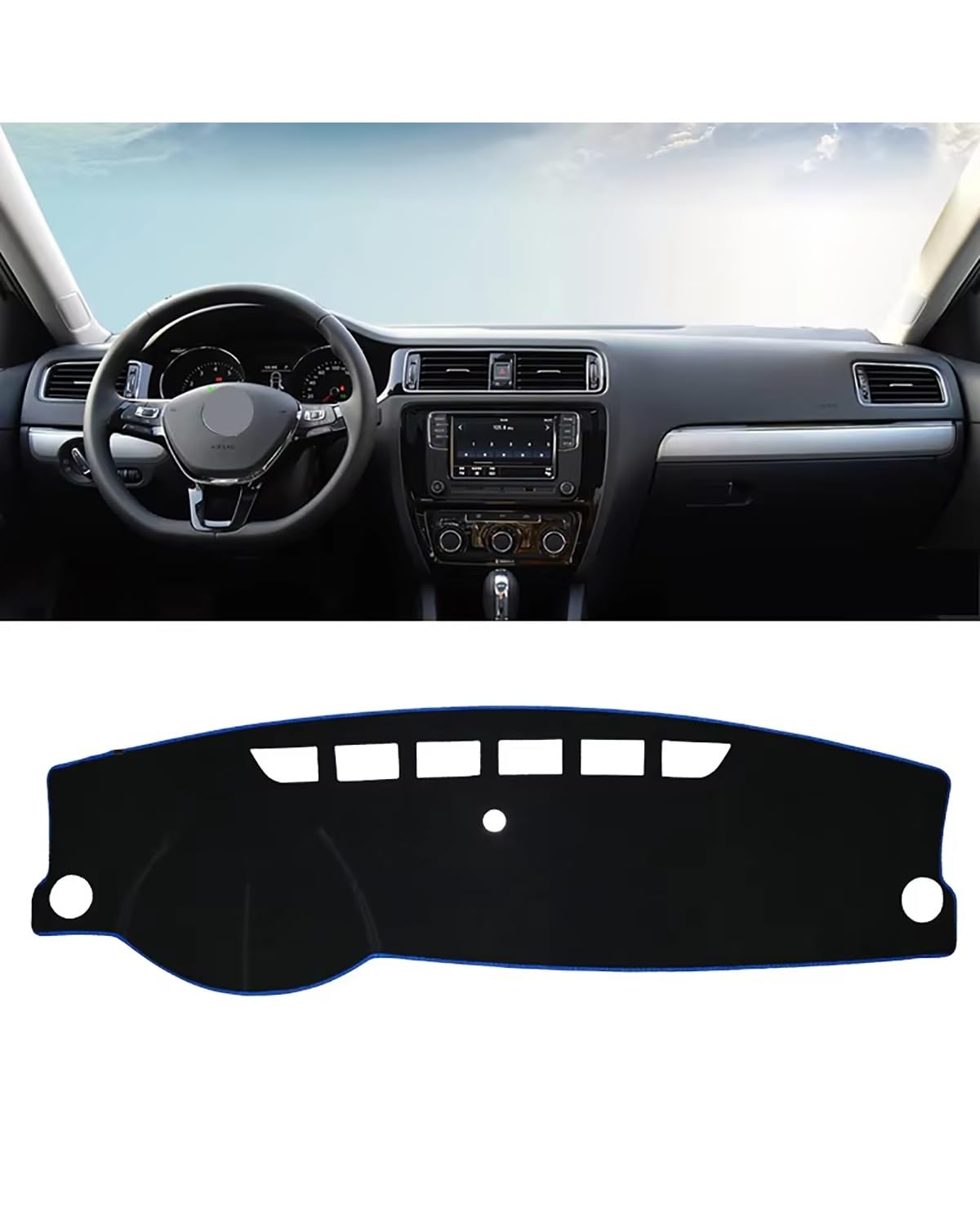 Auto Armaturenbrett Abdeckung Für Jetta Für MK6 2011-2015 2016 2017 2018 Auto Dashboard Abdeckung Vermeiden Matte Instrument Teppich Innen Zubehör Armaturenbrett Matte(Blue Side) von SHUGWA
