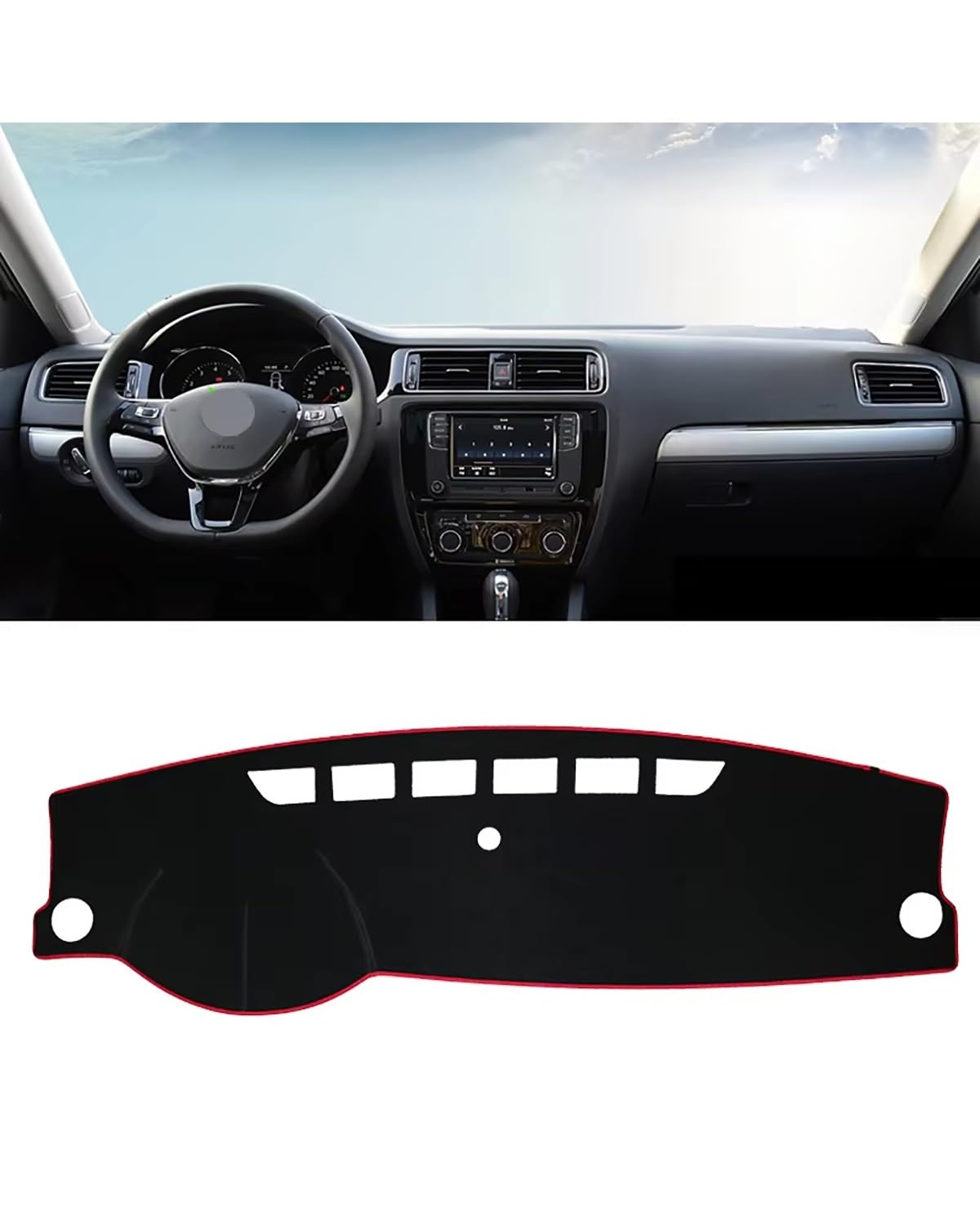 Auto Armaturenbrett Abdeckung Für Jetta Für MK6 2011-2015 2016 2017 2018 Auto Dashboard Abdeckung Vermeiden Matte Instrument Teppich Innen Zubehör Armaturenbrett Matte(Red Side) von SHUGWA
