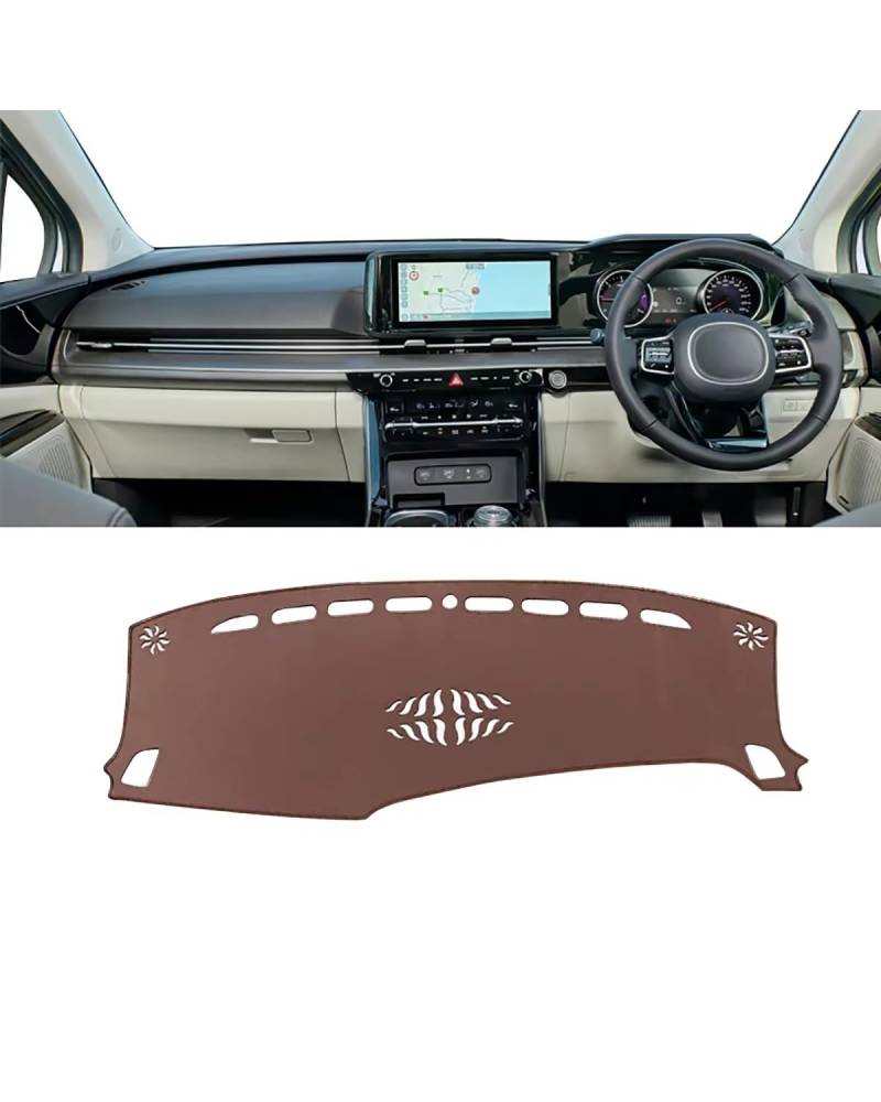 Auto Armaturenbrett Abdeckung Für Kia Für Karneval Für KA4 2020 2021 2022 2023 2024 Auto Dashboard Abdeckung Matte Dash Board Sonnenschutz Pad Teppiche Teppich Schutz Zubehör Armaturenbrett Matte(B Br von SHUGWA