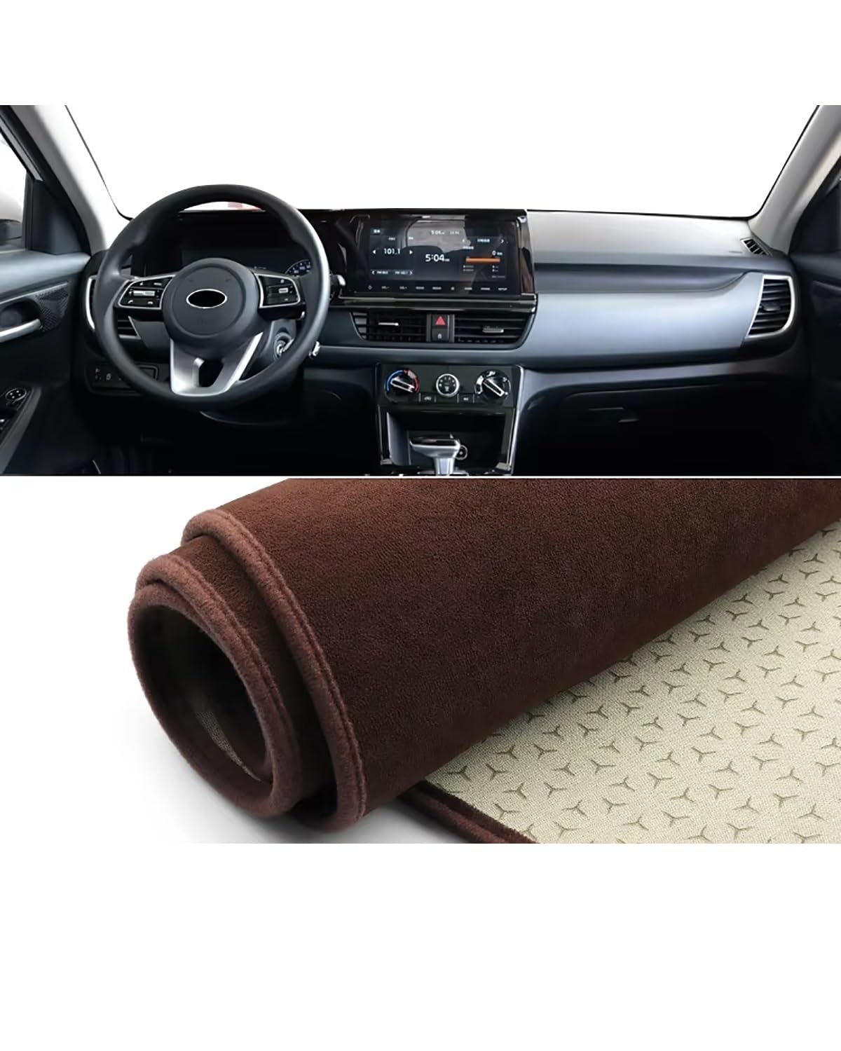 Auto Armaturenbrett Abdeckung Für Kia Für Seltos SP2 2020 2021 2022 2023 2024 Auto Dashboard Abdeckung Vermeiden Matte Sonnenschutz Teppich Pad DashMat Zubehör Armaturenbrett Matte(B Brown LHD) von SHUGWA
