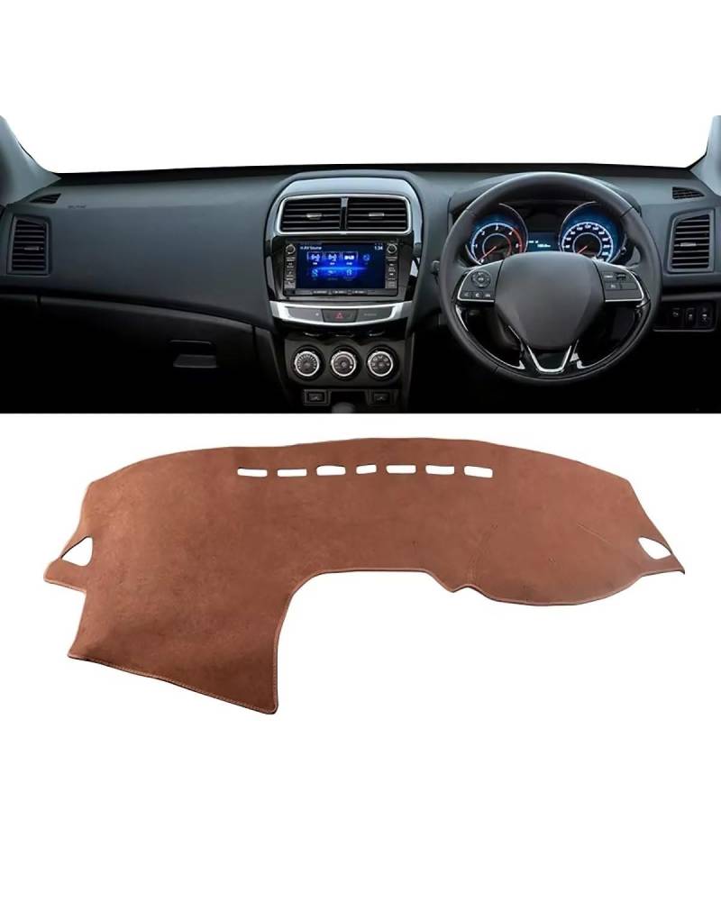 Auto Armaturenbrett Abdeckung Für Mitsubishies Für ASX 2010 2011 2012 2013 2014 2015 2016 2017 2018 2019 2020 2021 2022 RVR Zubehör Auto Dashboard Abdeckung Matte Armaturenbrett Matte(B RHD Brown) von SHUGWA