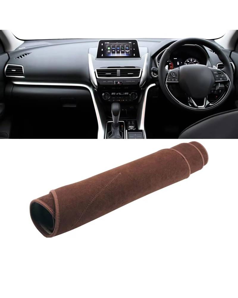 Auto Armaturenbrett Abdeckung Für Mitsubishies Für Eclipse Für Kreuz 2017 2018 2019 2020 2021 2022 2023 Auto Dashboard Abdeckung Vermeiden Pad Teppiche Nicht-Slip Matte Armaturenbrett Matte(Brown RHD) von SHUGWA