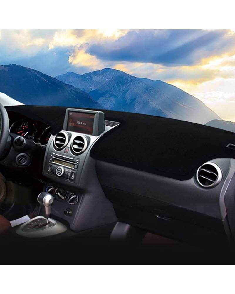 Auto Armaturenbrett Abdeckung Für Qashqai Für J10 2008 2009 2010 2011 2012 2013 Auto Dashboard Sonnenschutz Abdeckung Nicht-Slip Matte Teppiche Fall Zubehör Armaturenbrett Matte(with GPS Black) von SHUGWA