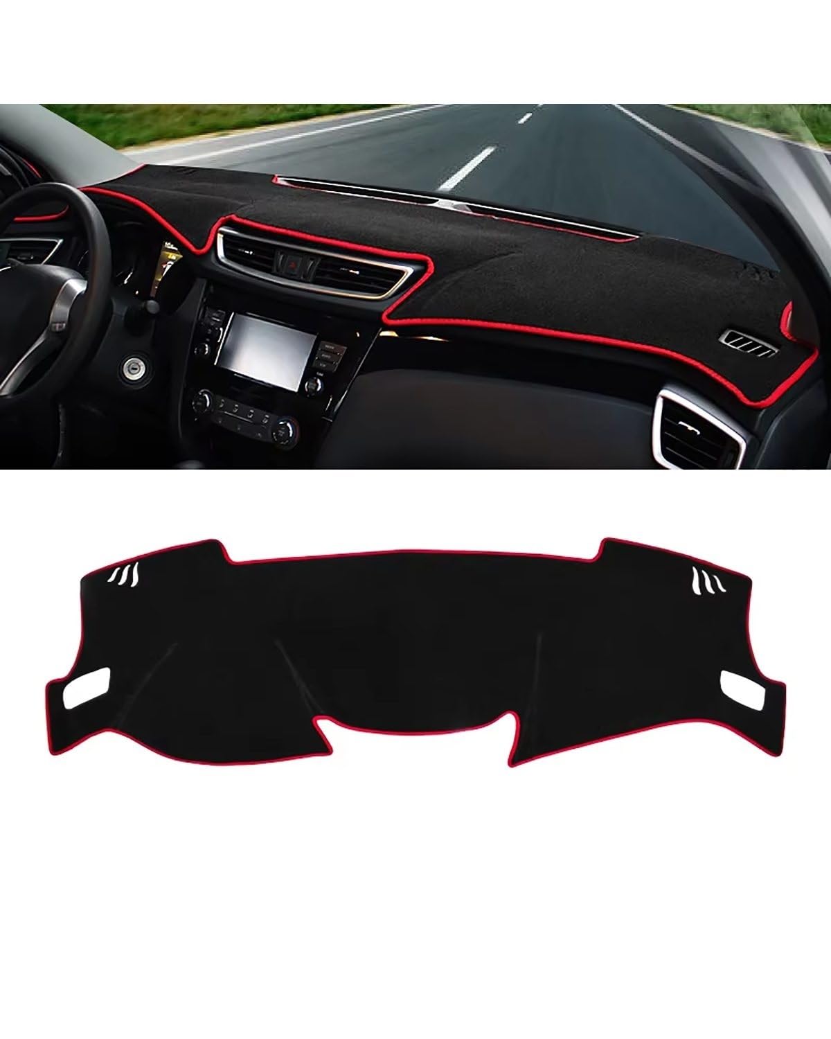 Auto Armaturenbrett Abdeckung Für Qashqai Für J11 2014 2015 2016 2017 2018 2019 2020 Auto Dashboard Abdeckung Vermeiden Pad Instrument Panel Matte Fall Teppiche Armaturenbrett Matte(A Red Side LHD) von SHUGWA
