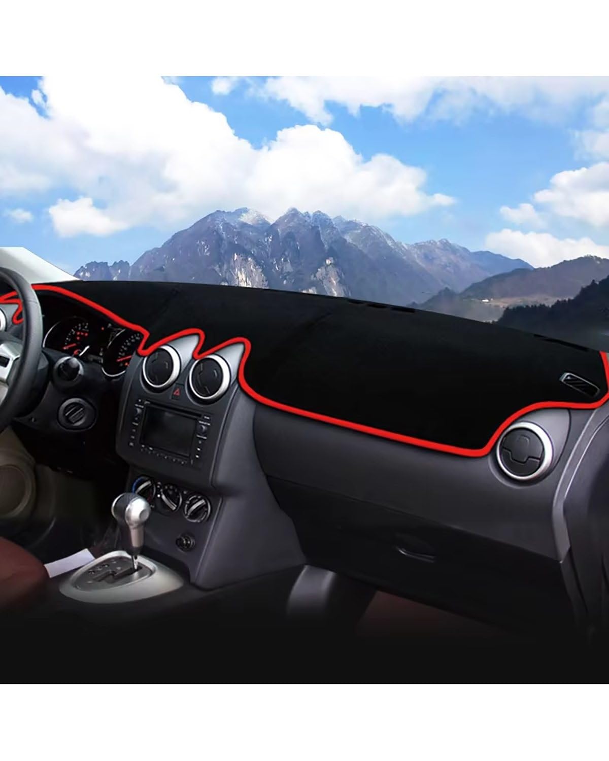Auto Armaturenbrett Abdeckung Für Qashqai J10 2008 2009 2010 2011 2012 2013 LHD Auto Dashboard Abdeckung Instrument Panel Vermeiden Matte Innen Zubehör Armaturenbrett Matte(Without GPS Red) von SHUGWA