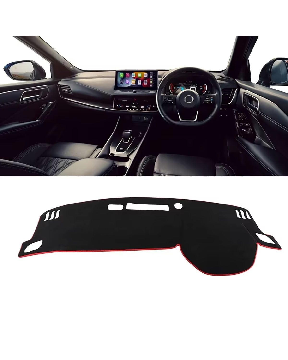 Auto Armaturenbrett Abdeckung Für Qashqai J12 2021 2022 2023 2024 Dashboard Abdeckung Vermeiden Pad Sonnenschutz Teppich Nicht-Slip Matte Auto Zubehör Armaturenbrett Matte(A Red Side RHD) von SHUGWA