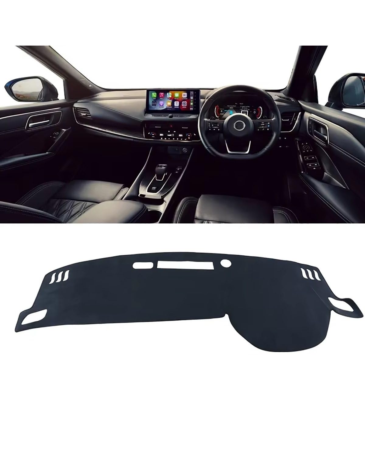 Auto Armaturenbrett Abdeckung Für Qashqai J12 2021 2022 2023 2024 Dashboard Abdeckung Vermeiden Pad Sonnenschutz Teppich Nicht-Slip Matte Auto Zubehör Armaturenbrett Matte(B Black RHD) von SHUGWA