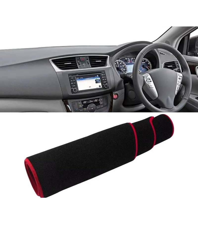 Auto Armaturenbrett Abdeckung Für Sentra Für B17 Für Sylphy 2013 2014 2015 2016 2017 2018 2019 Auto Dashboard Abdeckung Dash Matte Sonnenschutz Nicht-slip Pad Zubehör Armaturenbrett Matte(RHD Red Side von SHUGWA
