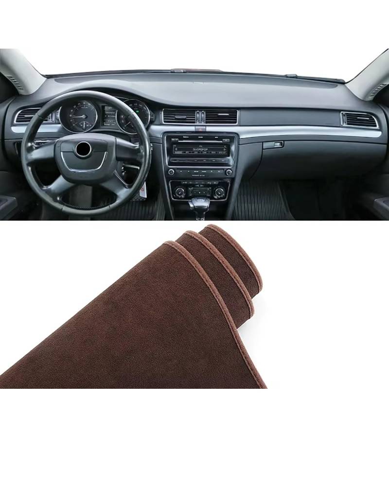Auto Armaturenbrett Abdeckung Für Skoda Für Superb 2 B6 3T 2009 2010 2011 2012 2013 2014 2015 Auto Dashboard Abdeckung Vermeiden Matte Instrument Teppiche Zubehör Armaturenbrett Matte(B LHD Brown) von SHUGWA