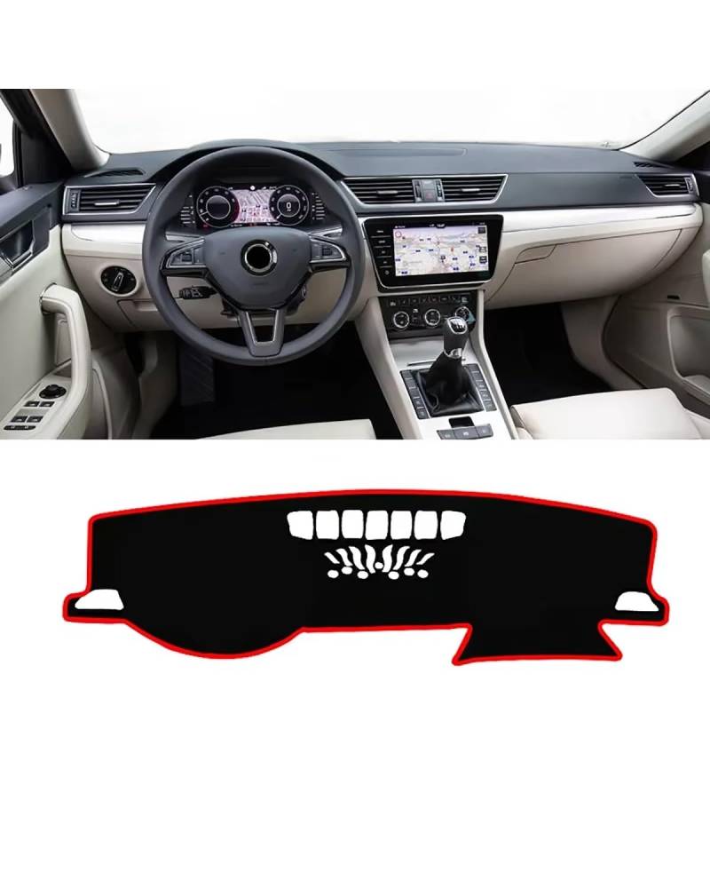 Auto Armaturenbrett Abdeckung Für Skoda Für Superb 3 B8 2016 2017 2018 2019 2020 2021 2022 2023 Dashboard Abdeckung Sonnenschutz Vermeiden Matte Auto Zubehör Armaturenbrett Matte(A LHD Red Side) von SHUGWA