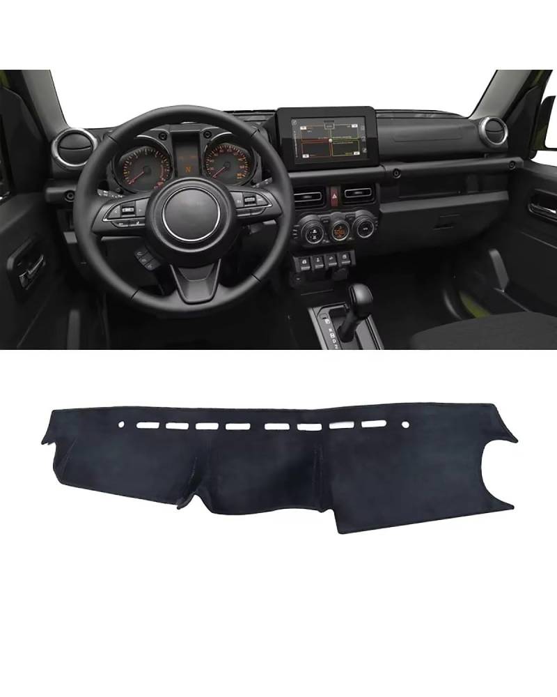 Auto Armaturenbrett Abdeckung Für Suzuki Für Jimny JB64 JB74 2019 2020 2021 2022 2023 Dashboard Abdeckung Vermeiden Pad Sonnenschutz Matte Teppich Auto Zubehör Armaturenbrett Matte(LHD Black) von SHUGWA