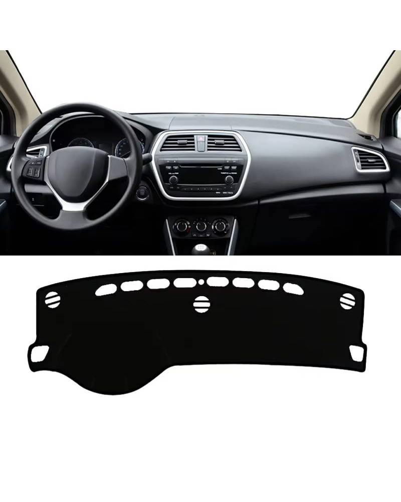 Auto Armaturenbrett Abdeckung Für Suzuki Für SX4 Für S-Kreuz 2013 2014 2015 2016 2017 2018 2019 2020 Auto Dashboard Abdeckung Nicht-Slip Matte Instrument Karpfen Armaturenbrett Matte(A Black Side) von SHUGWA